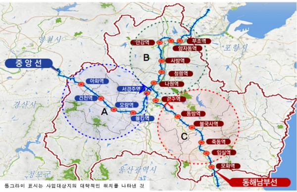 국가철도공단이 지난7월 제사한 민간제안 공모구간.